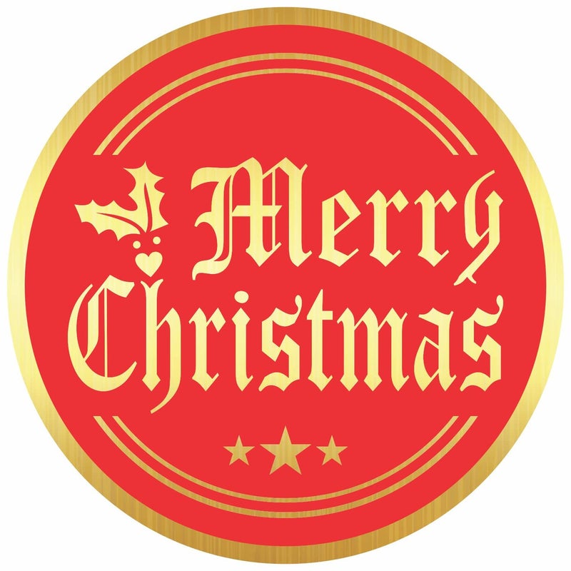PARTH IMPEX Merry Christmas Stickers Seals Labels - (Pack of 120) 2" Large Round Gold Foil Stamping on Red for Cards Gift Envelopes Boxes - Image 1